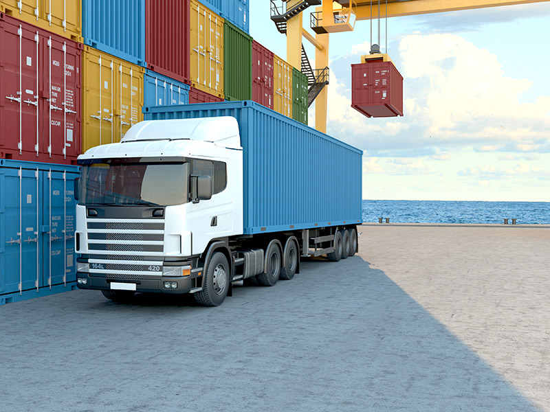 Truck with containers. 3d rendering
